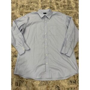 Proper Cloth Mens J. Stafford Blue Pinstripe Cotton Dress Shirt 19-34.5 PCF3060